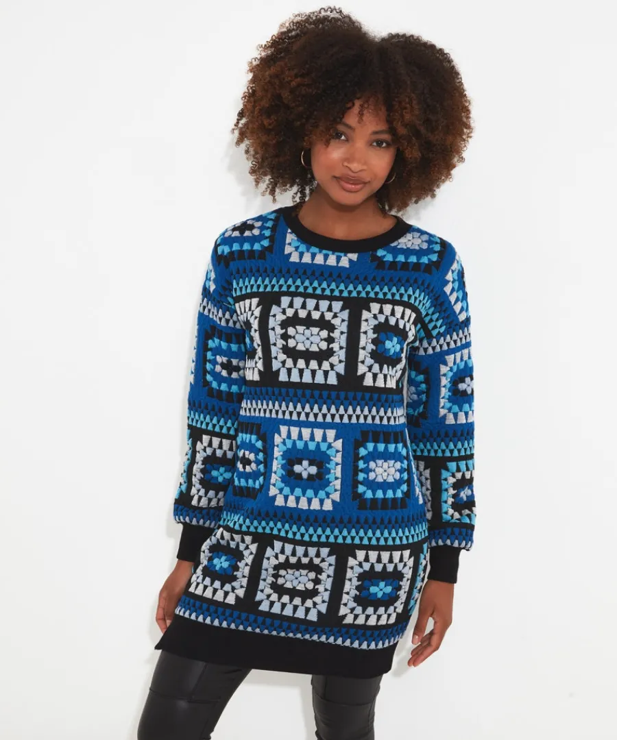 crochet_effect_sweat_tunic_dress_2.webp Joe Browns Tops& Tunics & Shirts<Crochet Effect Sweat Tunic Dress