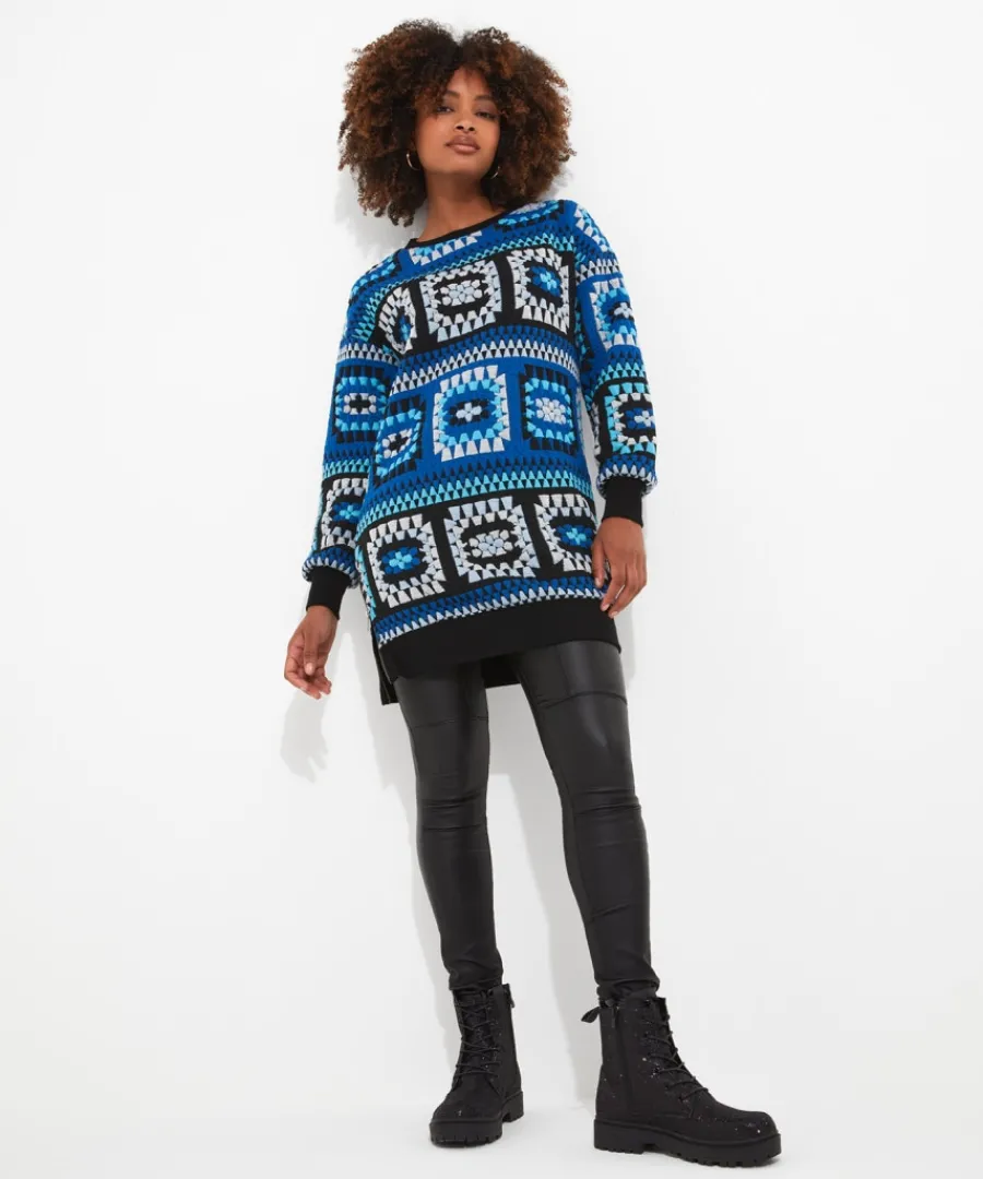 crochet_effect_sweat_tunic_dress_4.webp Joe Browns Tops& Tunics & Shirts<Crochet Effect Sweat Tunic Dress