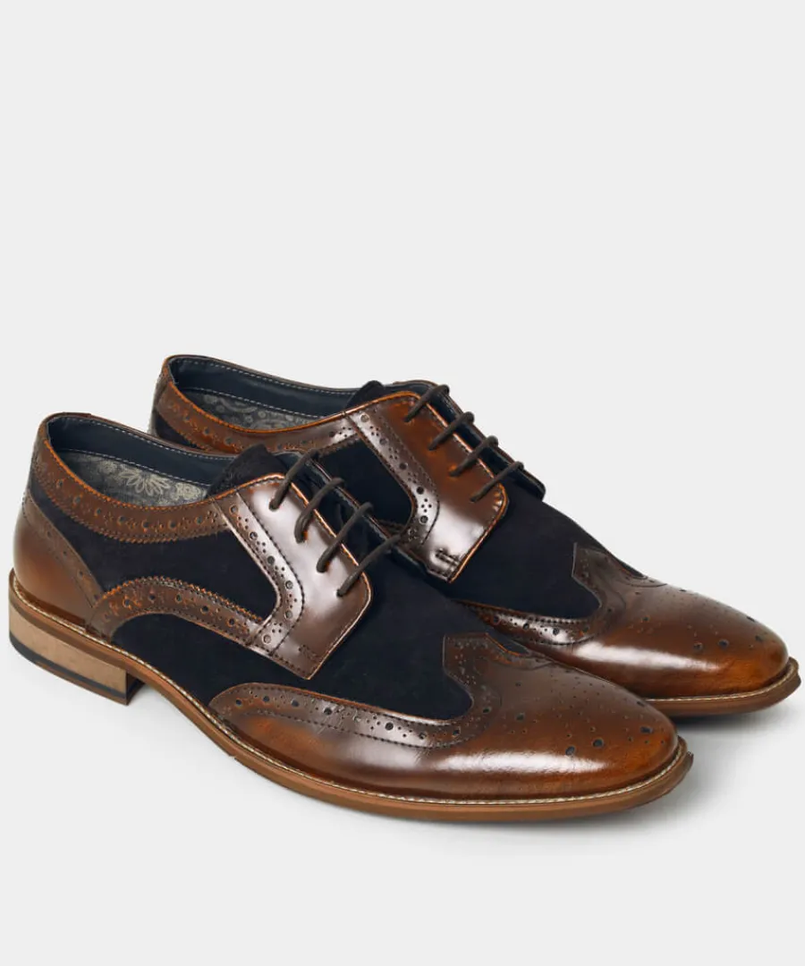 dapper_high_shine_leather_and_suede_brogues_2.webp Joe Browns Boots& Shoes & Trainers<Dapper High Shine Leather And Suede Brogues