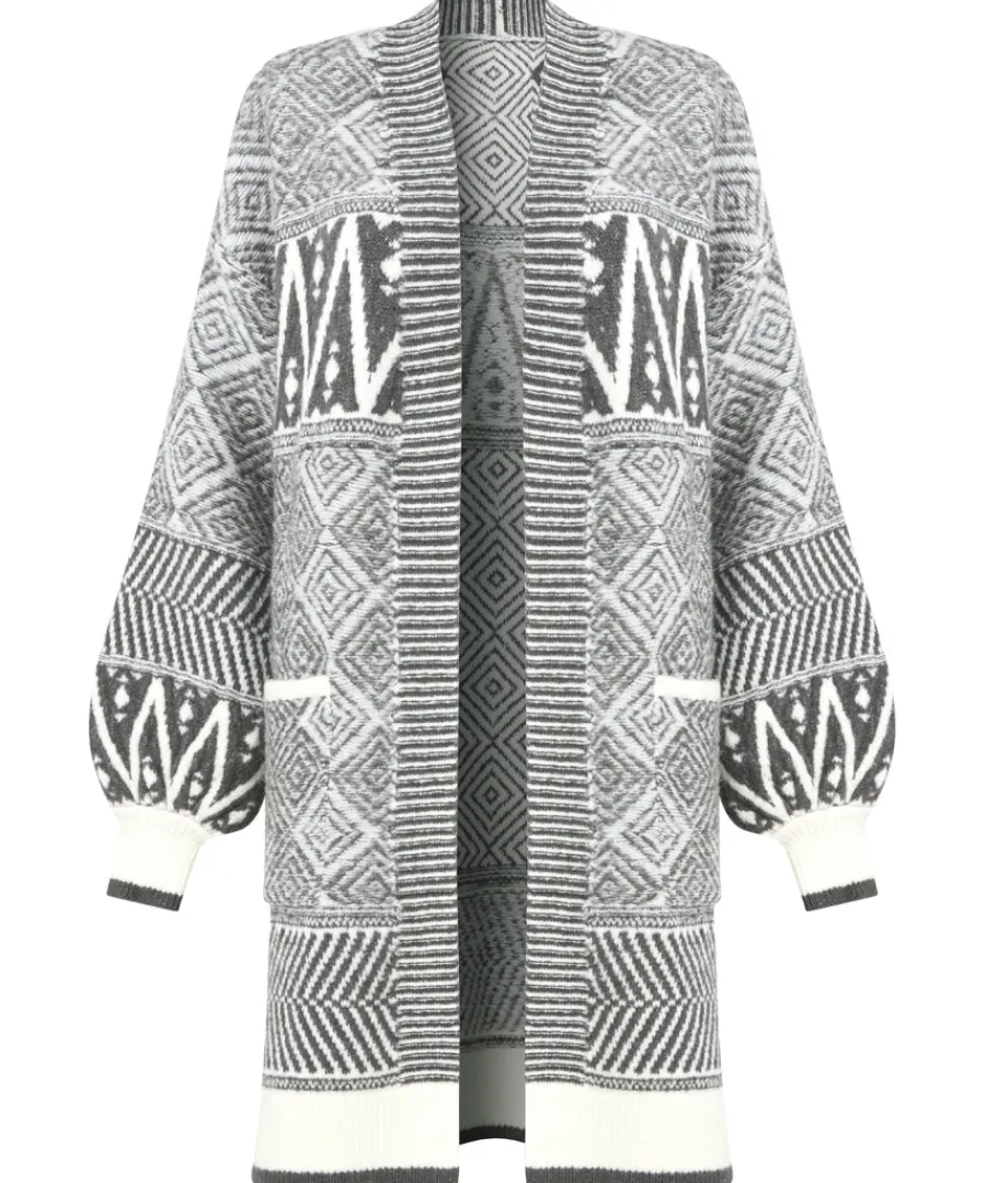 dazzling_geo_balloon_sleeve_cardigan_1.webp Joe Browns Knitwear & Cardigans<Dazzling Geo Balloon Sleeve Cardigan