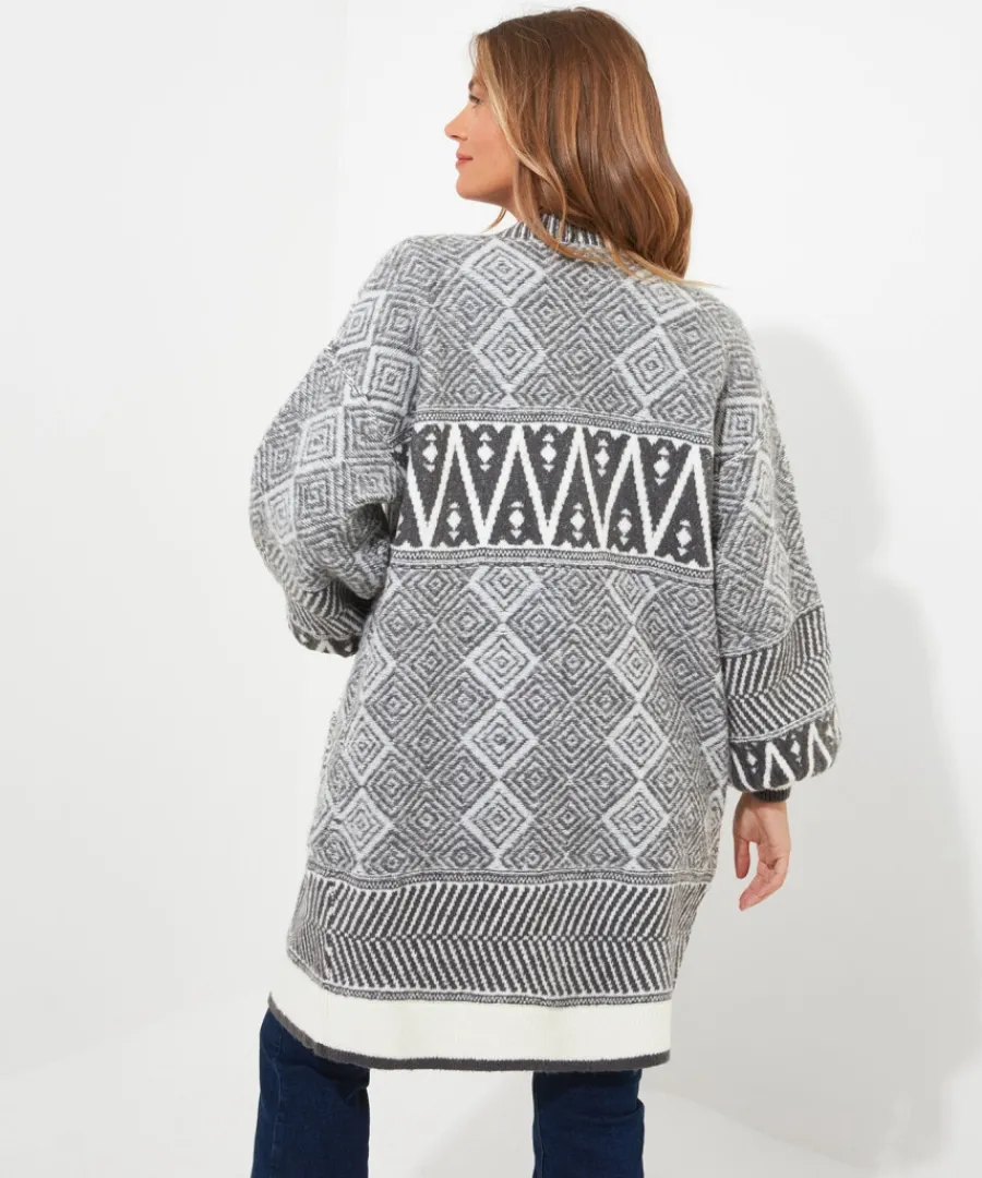 dazzling_geo_balloon_sleeve_cardigan_2.webp Joe Browns Knitwear & Cardigans<Dazzling Geo Balloon Sleeve Cardigan