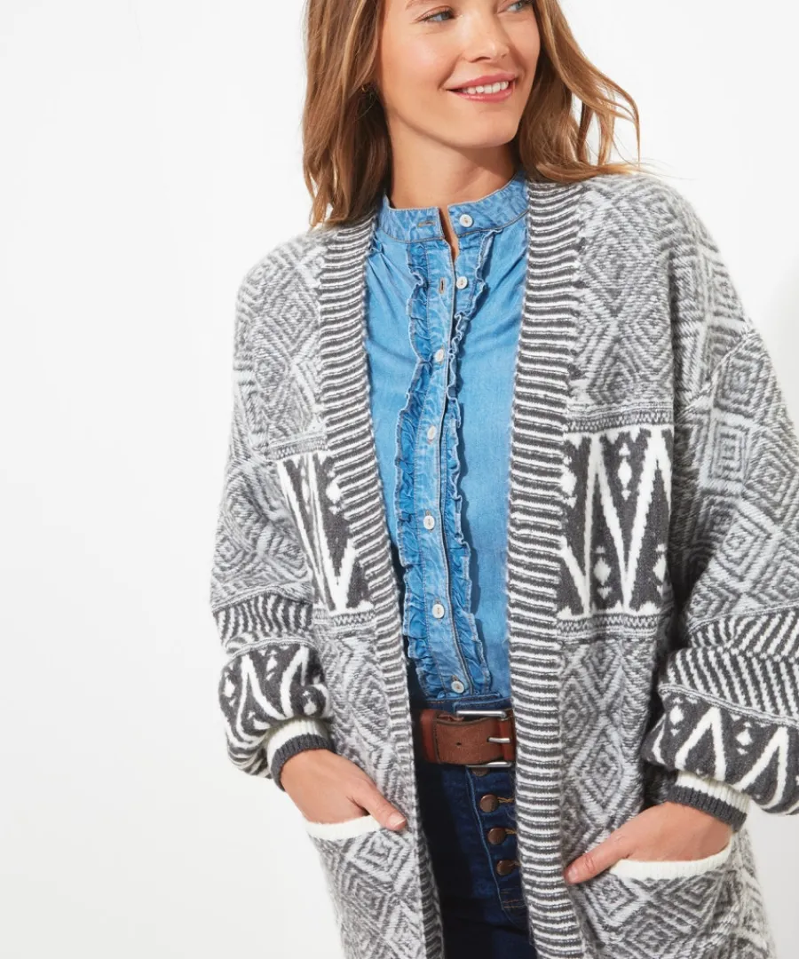 dazzling_geo_balloon_sleeve_cardigan_3.webp Joe Browns Knitwear & Cardigans<Dazzling Geo Balloon Sleeve Cardigan