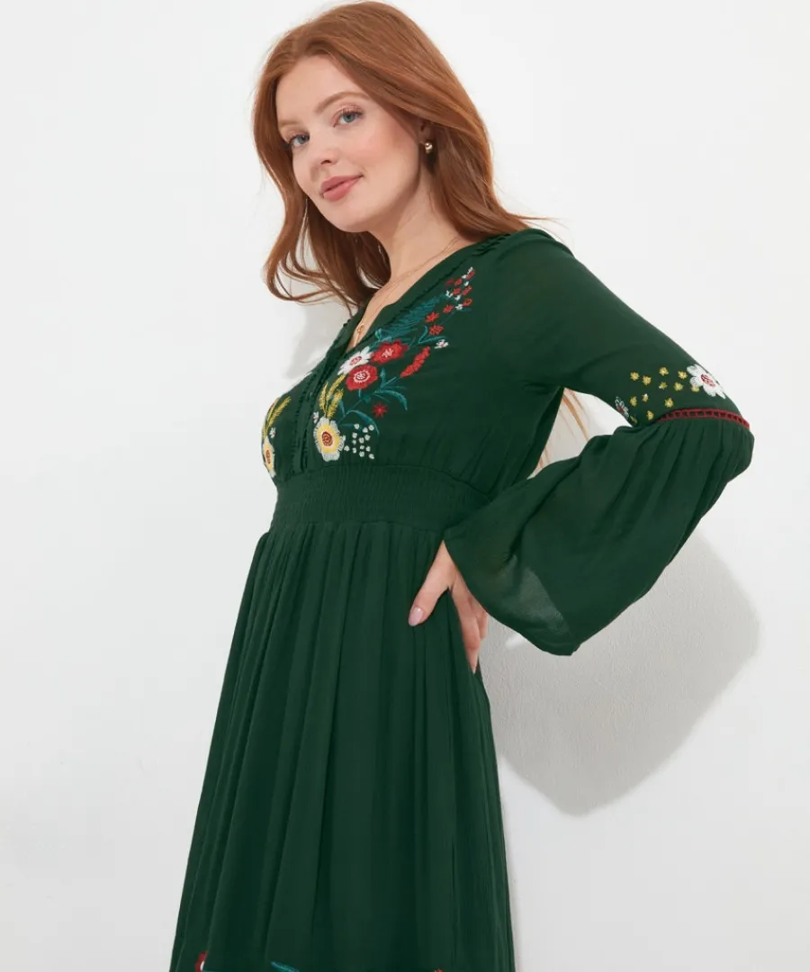 folky_floral_embroidered_dress_4.webp Joe Browns Dresses<Folky Floral Embroidered Dress