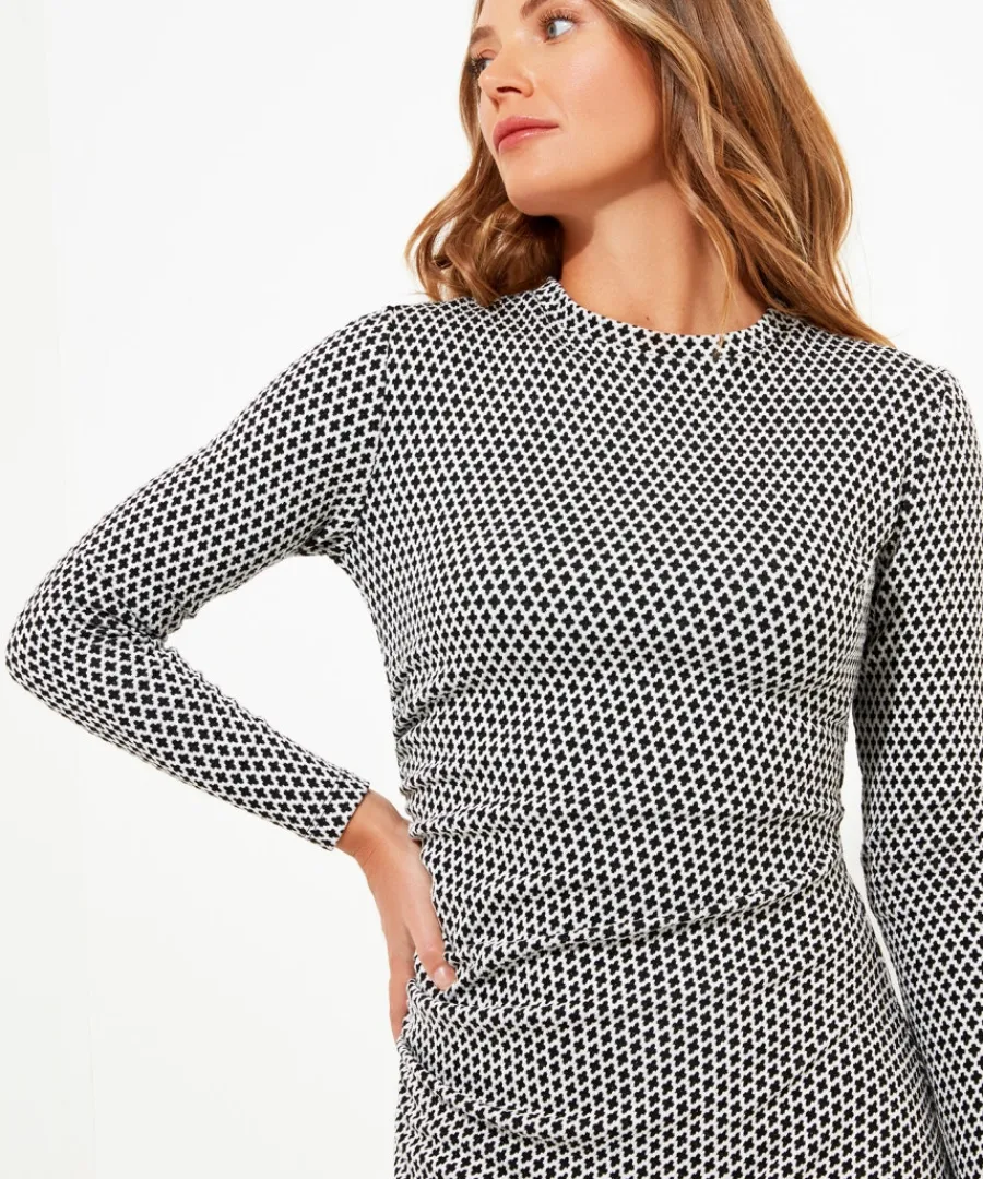 geo_jacquard_ruched_side_jersey_dress_4.webp Joe Browns Dresses<Geo Jacquard Ruched Side Jersey Dress