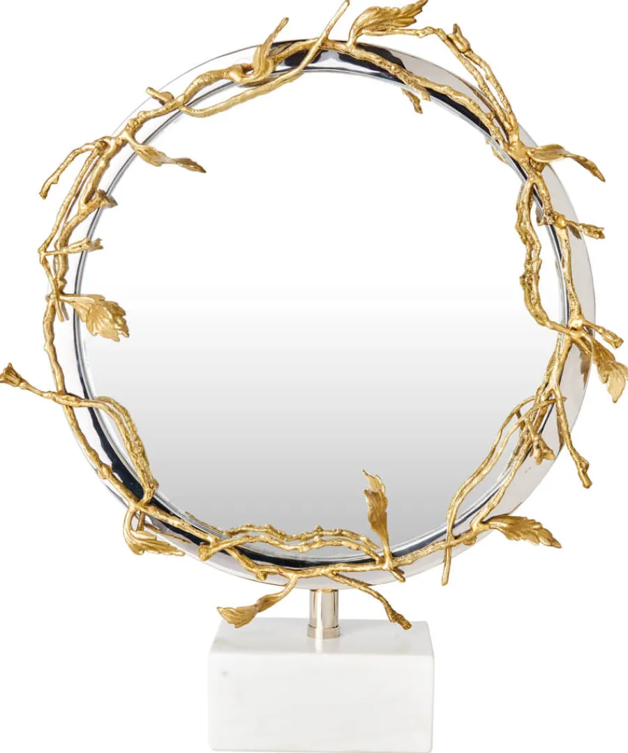 nouveau_brass_table_mirror_with_stone_base_1.webp Joe Browns Gifts<Nouveau Brass Table Mirror With Stone Base