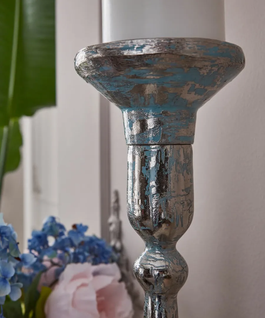 nouveau_distressed_blue_candle_holder_3.webp Joe Browns Gifts<Nouveau Distressed Blue Candle Holder