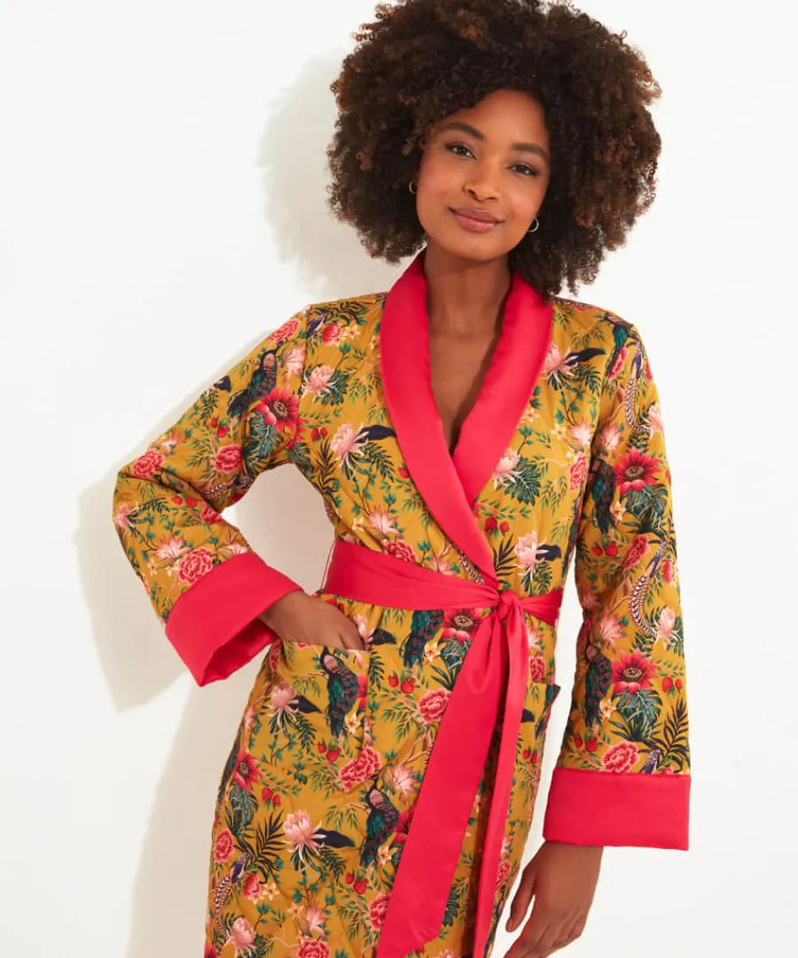 peacock_print_dressing_gown_2.webp Joe Browns Gifts<Peacock Print Dressing Gown