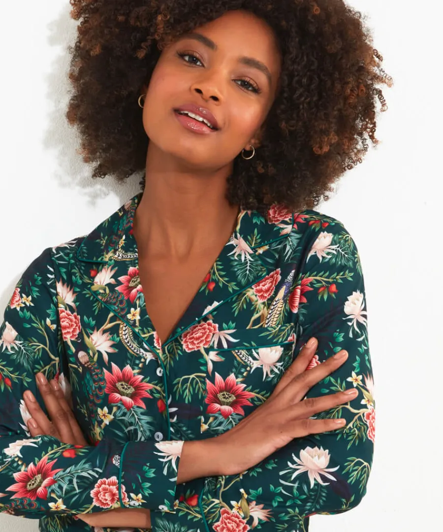peacock_print_pyjama_top_4.webp Joe Browns Gifts<Peacock Print Pyjama Top