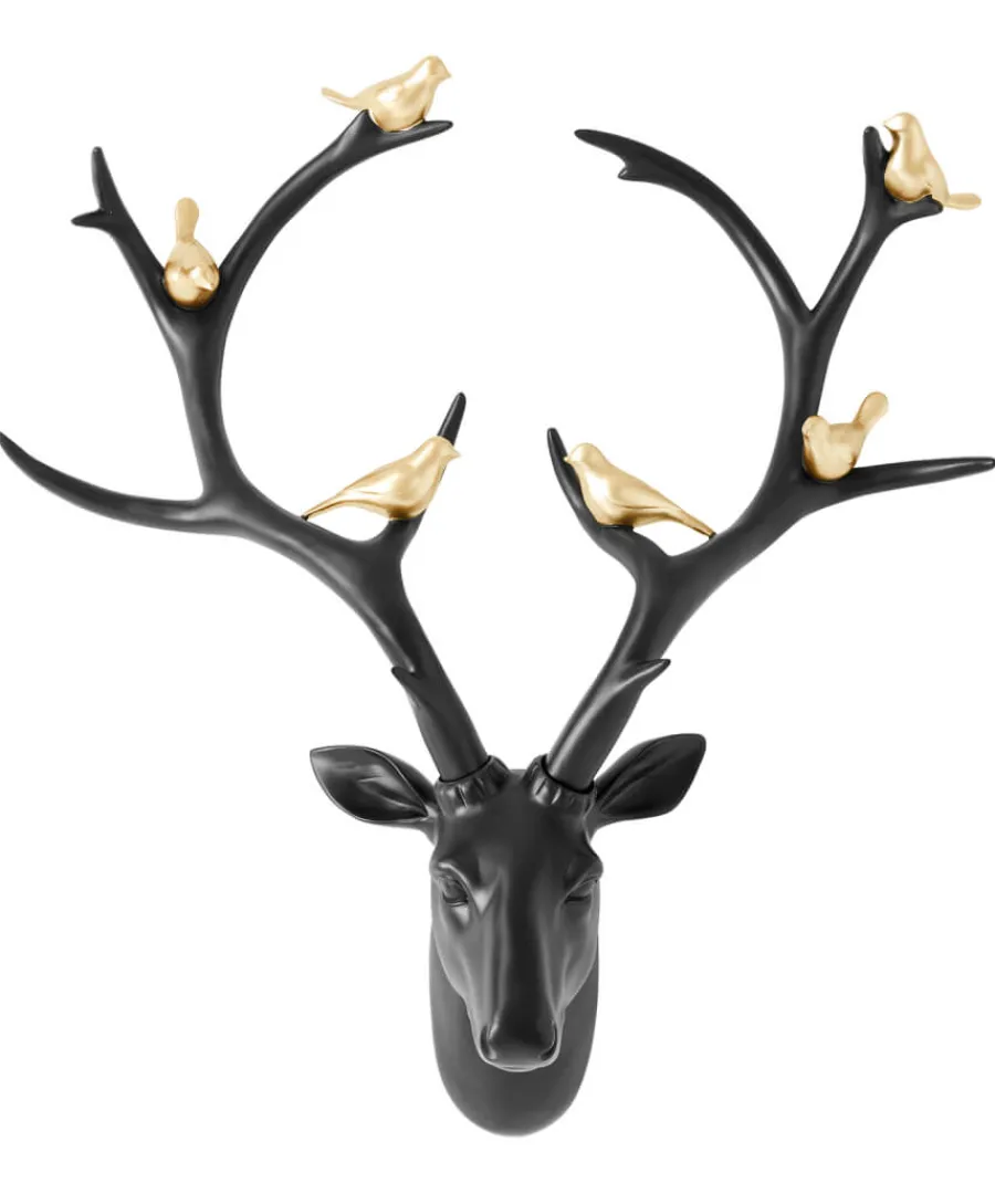 rebel_deer_head_with_gold_birds_1.webp Joe Browns Home Accessories<Rebel Deer Head With Gold Birds