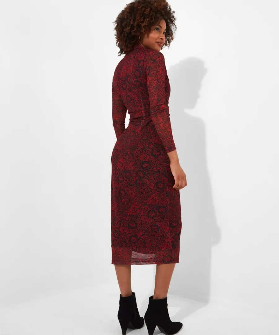 ruched_front_button_through_mesh_dress_3.webp Joe Browns Dresses<Ruched Front Button Through Mesh Dress