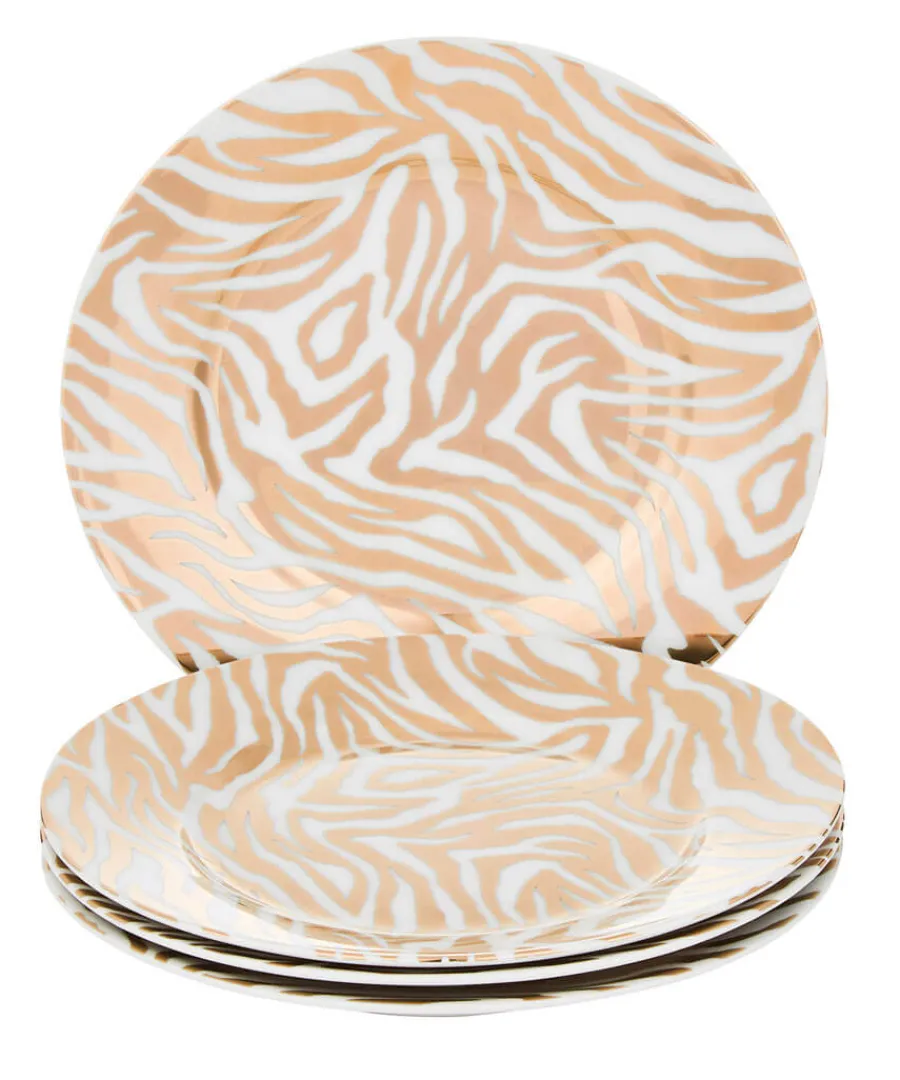 Joe Browns Nature Decor<Set Of 4 Gold Metallic Zebra Side Plates